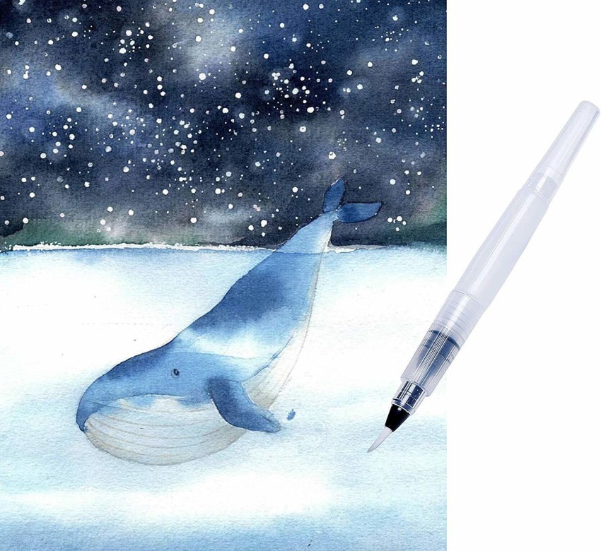 Watercolour brush pen whale