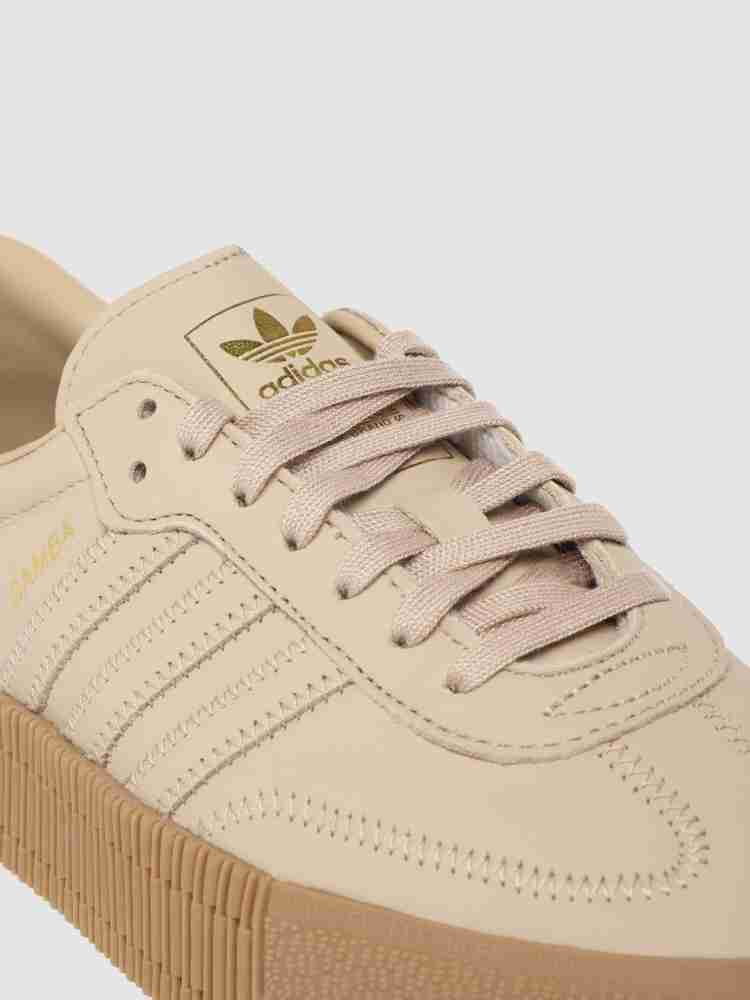 ADIDAS ORIGINALS Women Beige SAMBAROSE Leather Flatform Sneakers