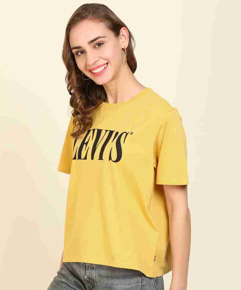 LEVI S Solid Women Round Neck Yellow T Shirt Buy LEVI S Solid Women Round Neck Yellow T Shirt Online at Best Prices in India Flipkart