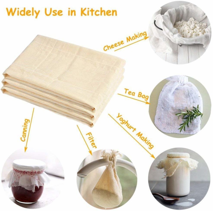 Muslin Cloths for Cooking, Cheesecloth, White Ultra Fine Unbleached Cotton Fabric for Butter Baking Made Cloth for Straining (120 x 500 cm)