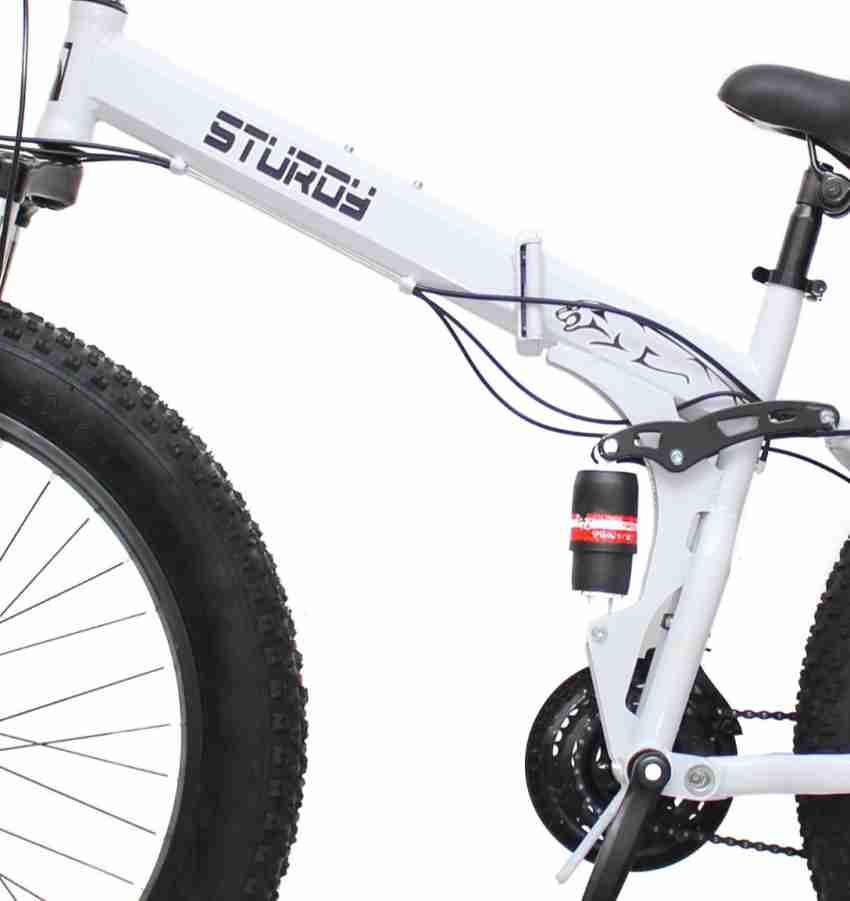 STURDY BIKES Fat Bike with 26X4 INCH Tyres 21 Speed Gears - Mountain Bike  (White) , Ideal for Men