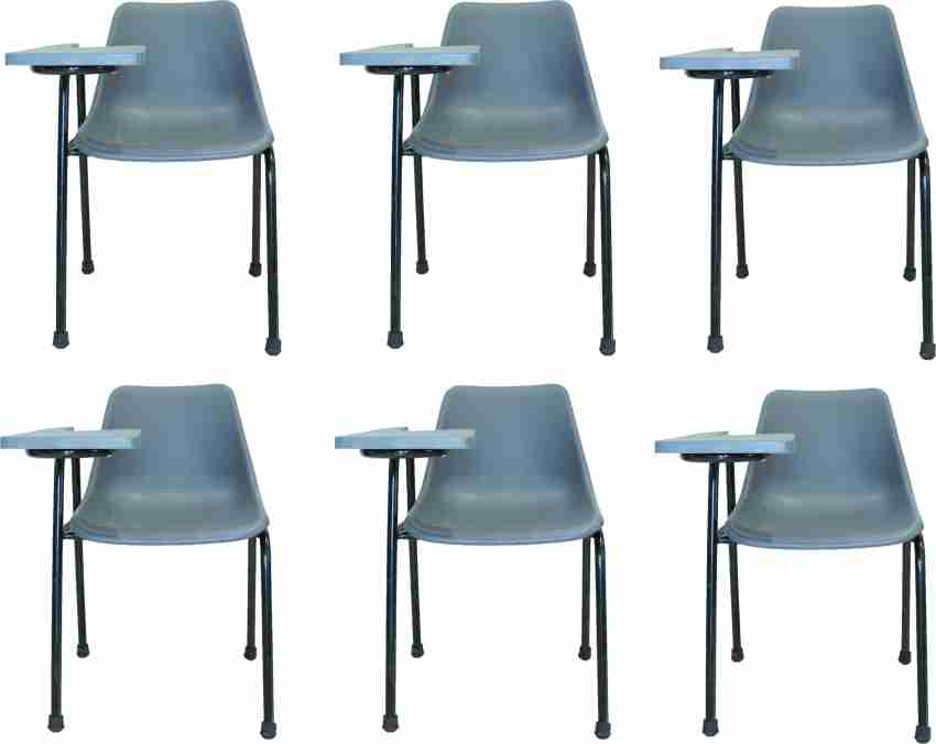 Finch Fox Student Chair with Writing Pad Heavy 1 Inch Pipe Anti Skid Buffer in Grey Color with 1 Year Warranty Set of 6 NA Study Arm Chair Price in India