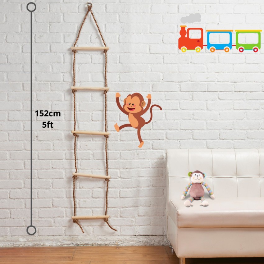 Wufiy CLIMBING WOODEN ROPE LADDER - 5FT - CLIMBING WOODEN ROPE