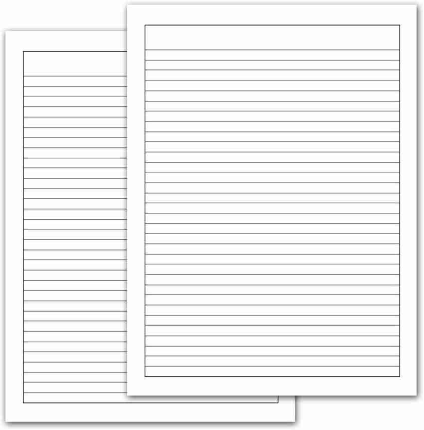 WAYTOBUY 100 GSM Good Quality Assignment or Project Paper  with Black Border, One Side Ruled 60 Papers for Students (Slightly Yellow  White Paper)) One Side Ruled with Black Border 210