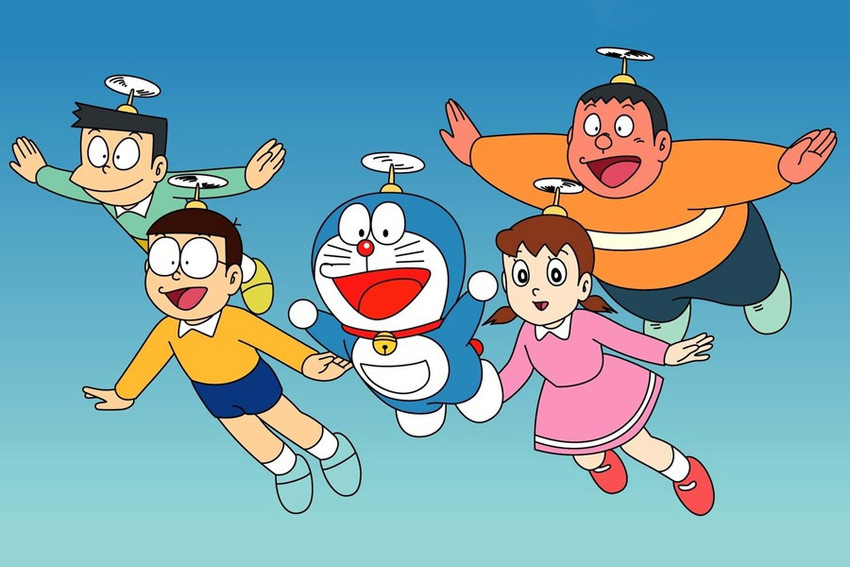 Doraemon Cartoon Painting Poster Waterproof Canvas Print for Kids