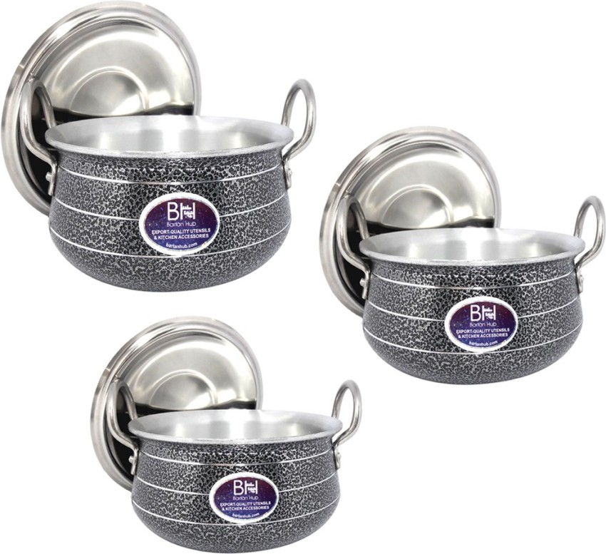  HAZEL Aluminium Hammered Finish Handi with Lid Biryani Rice Cooking  Pot Dhari Patiya Tope Patila Vessel, 24 cm, 3600 ML: Home & Kitchen