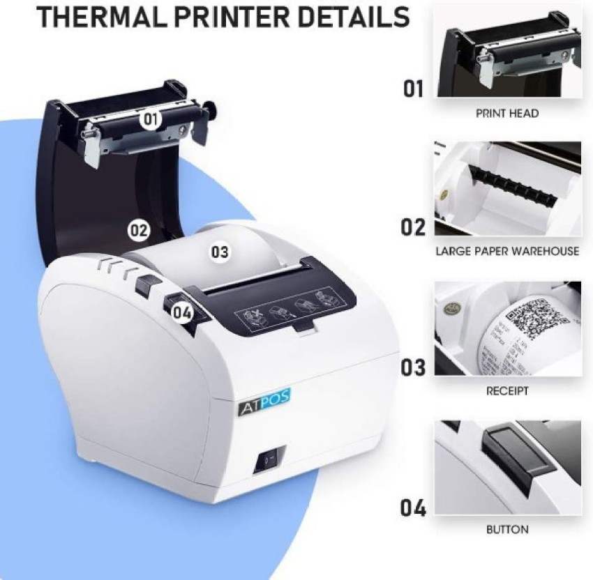 Thermal Receipt Printer 80mm Desktop Direct Thermal Printing USB