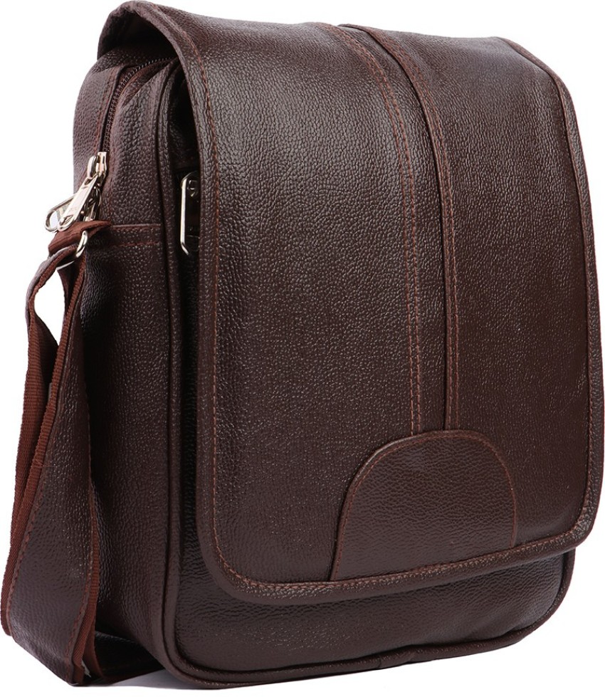 Premium Genuine Leather Men Cross Body Reporter Bag (Black)