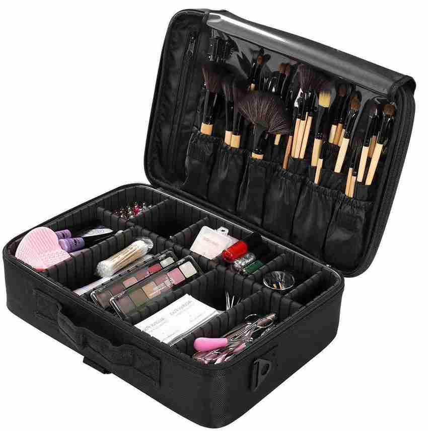 MOHAK Portable Cosmetic Makeup box for Girls Makeup Kit Makeup Bag Brush Organizer Cosmetic Bag BLACK Price in India Flipkart