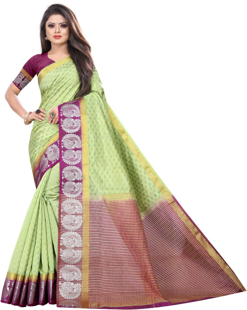 Buy WINKLECART Woven Kumbakonam Cotton Silk Yellow Sarees Online @ Best  Price In India | Flipkart.com