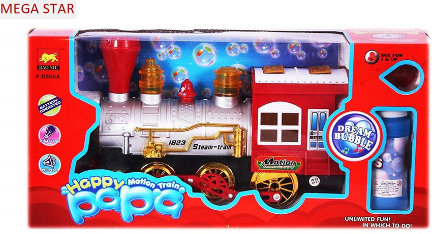 mega star Bubble Train Engine Toy Set With Extra Bubble Bottle for Long Funtime
