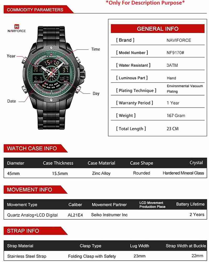 NAVIFORCE NF9170 GG Analog Digital Watch For Men Buy