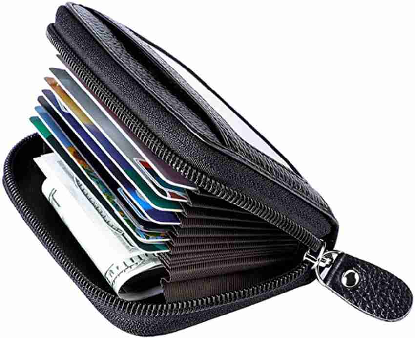 Flipkart Flipkart SmartBuy RFID Protected Black Leather Zipper Case 10 Card Holder Card Holder