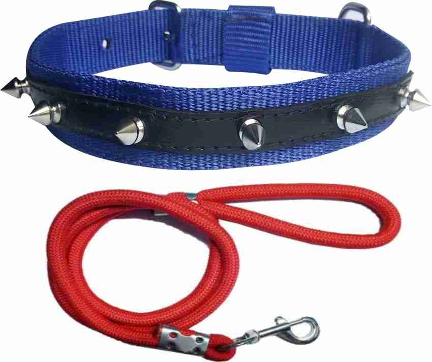 BODY BUILDING Dog Belt Combo of Blue Nylon Spike Collar with Red Lead 1.5m Lengthy Dog Collar Leash Price in India Buy BODY BUILDING Dog Belt Combo of Blue Nylon