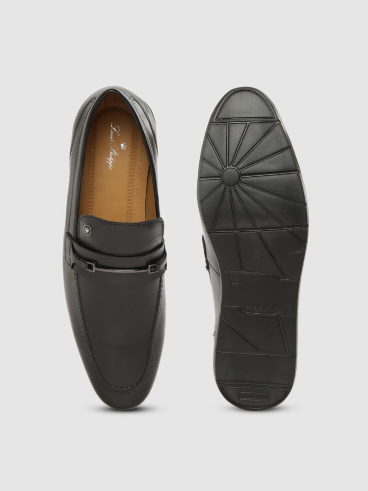 Buy Louis Philippe Men Black Leather Formal Slip Ons With Tassel