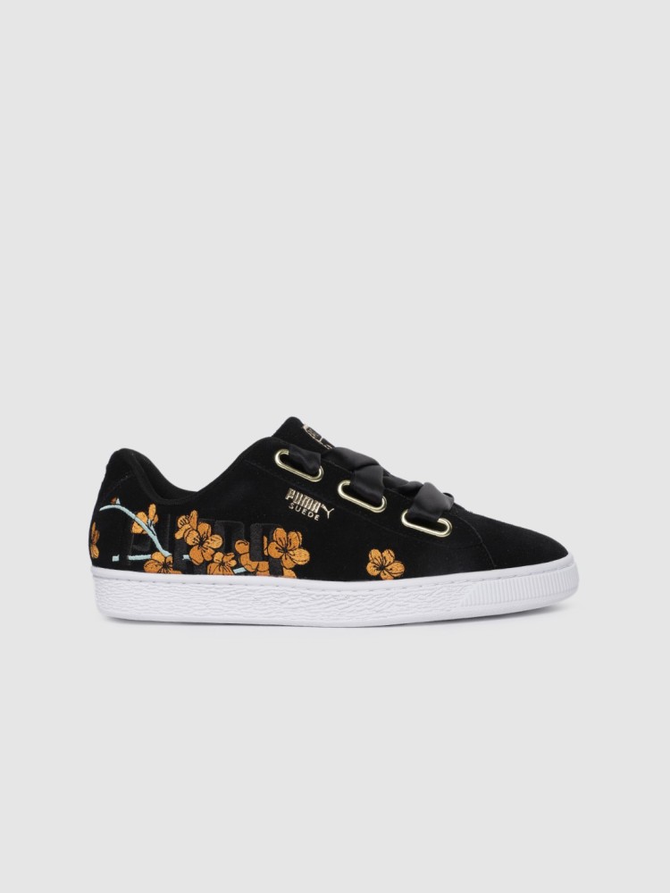 PUMA Women Black Embroidered Suede Heart Floral Sneakers Sneakers For Women - Buy Women Black Embroidered Suede Heart Floral Sneakers Sneakers For Women Online at Price - Online for