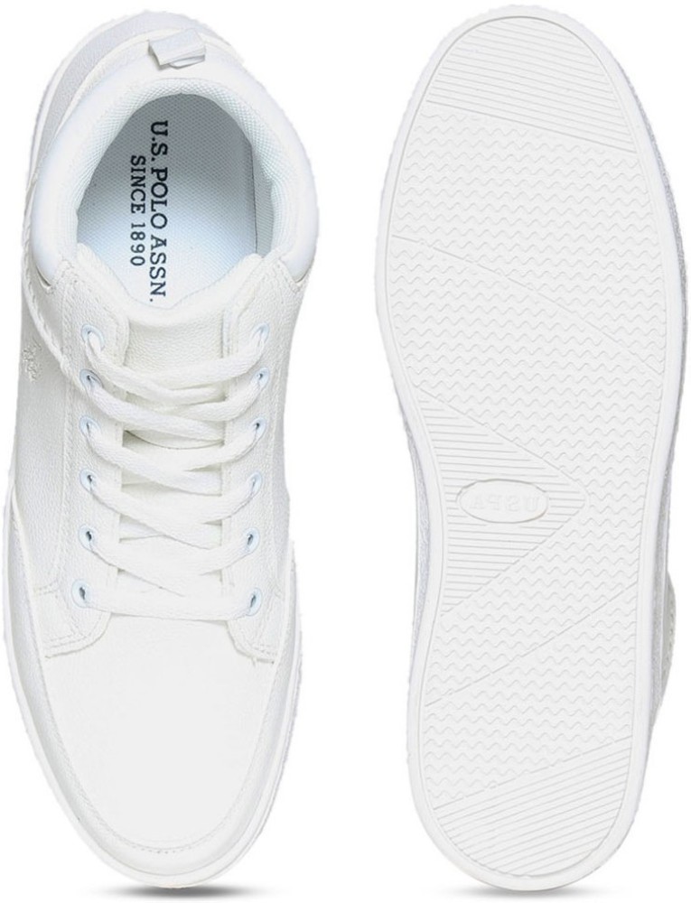 U.S. Polo Assn. Low-Top Lace-Up Sneakers For Men (White, 8)