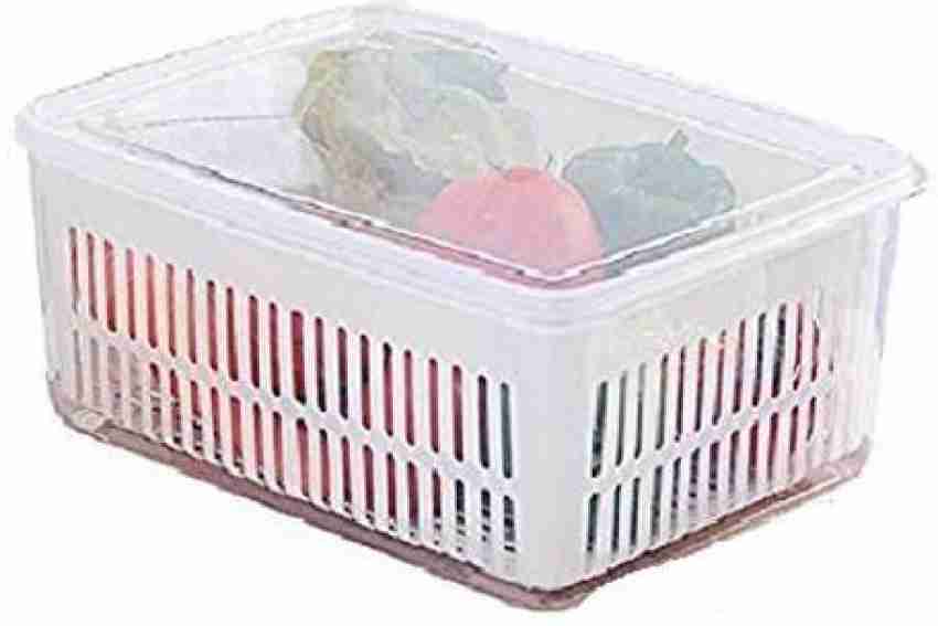 Kitchen Food Storage Container with 6 Compartment Fridge Orgenizer Drain  Bascuit