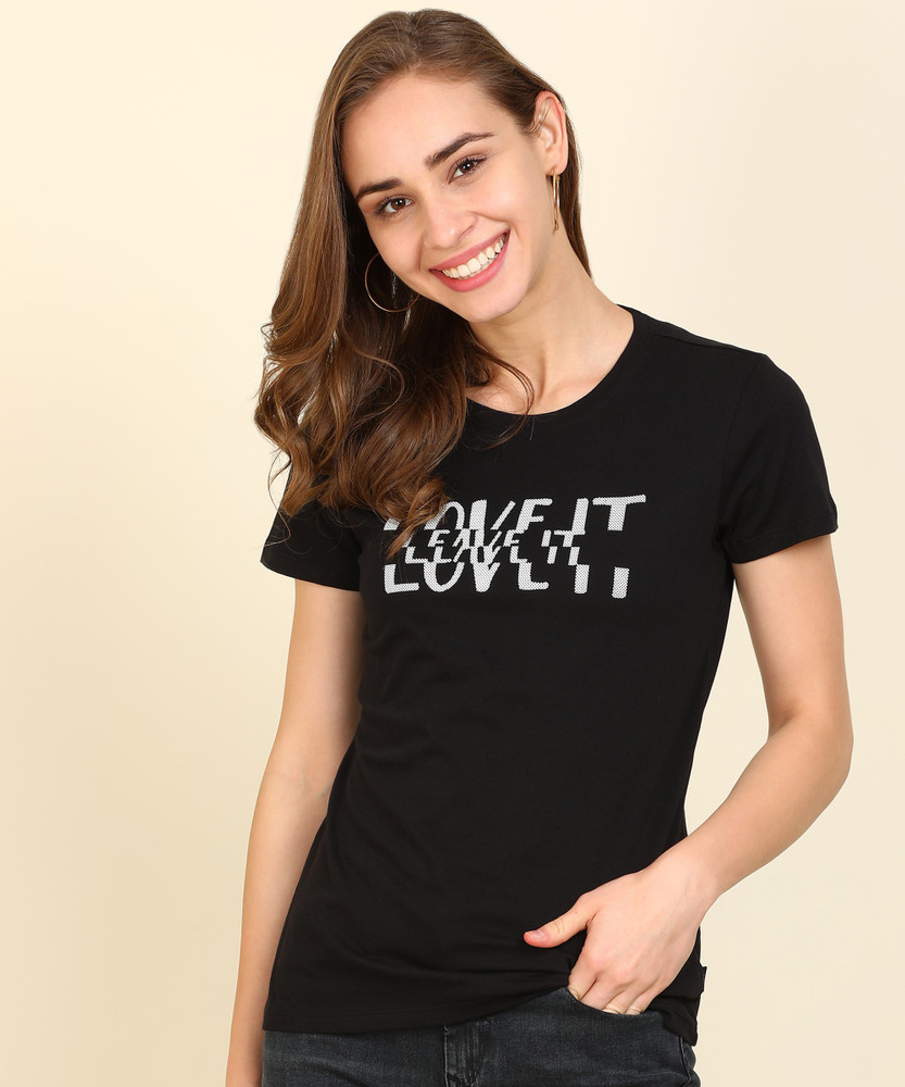 black t shirt women flipkart