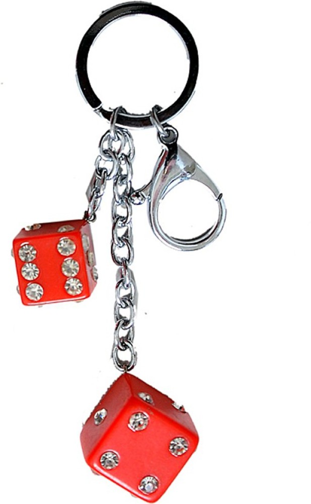 One Point Collections Dice Key Chain Metal Dual Dice Red Key