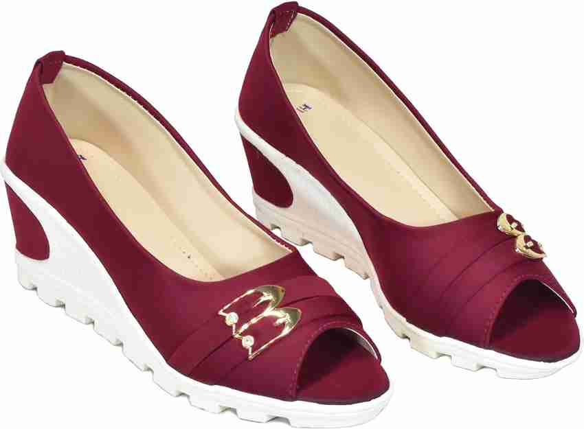 Red wedge heel shoes on sale