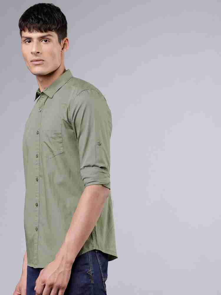 HIGHLANDER Men Solid Casual Green Shirt - Buy OLIVE HIGHLANDER Men