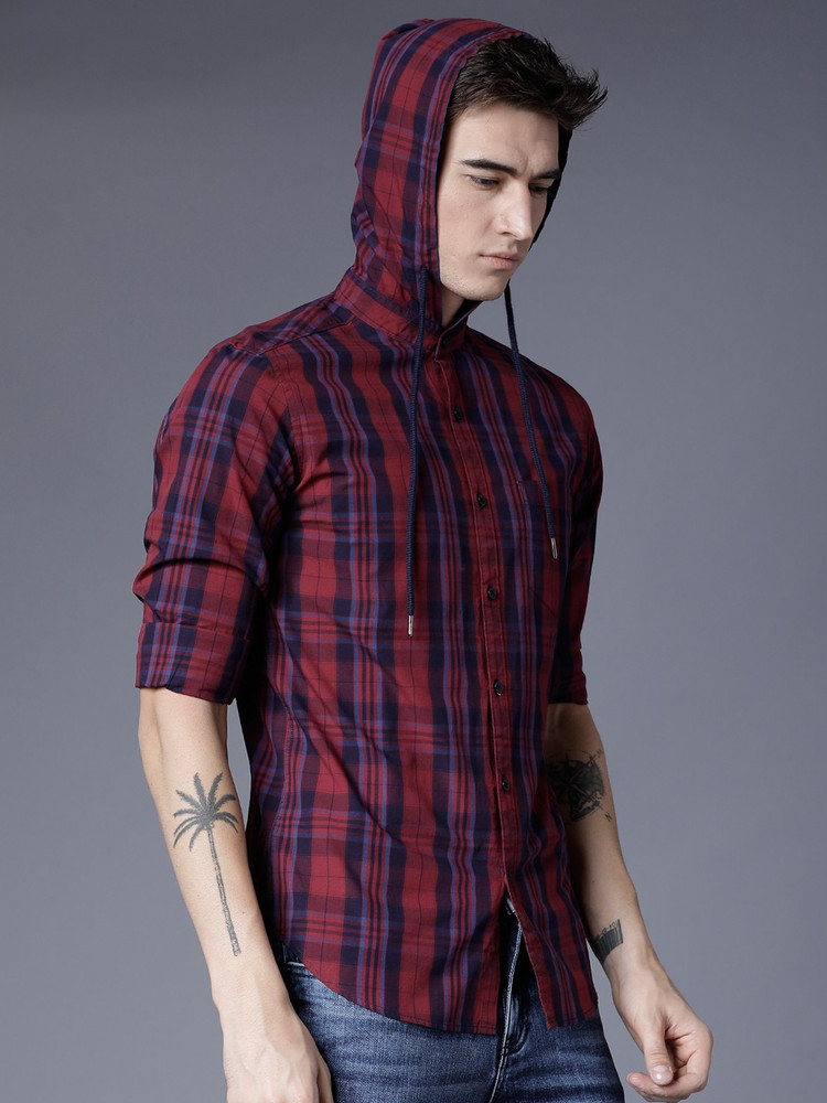 HIGHLANDER Men Checkered Casual Dark Blue, Red, Blue Shirt - Buy 