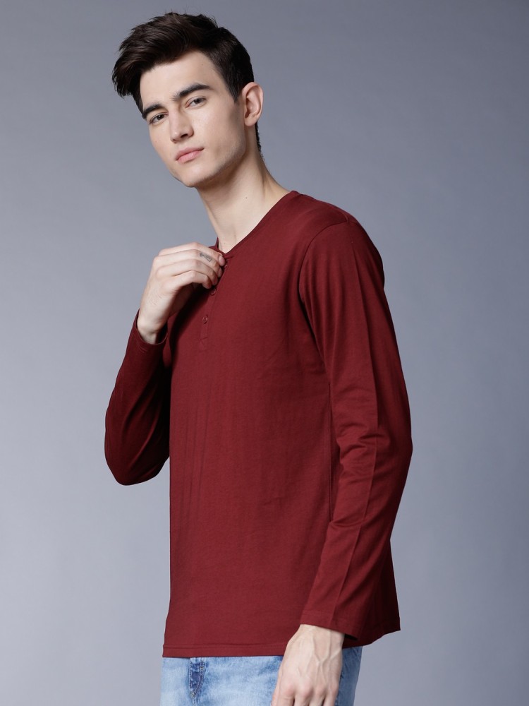 maroon color t shirt full sleeve