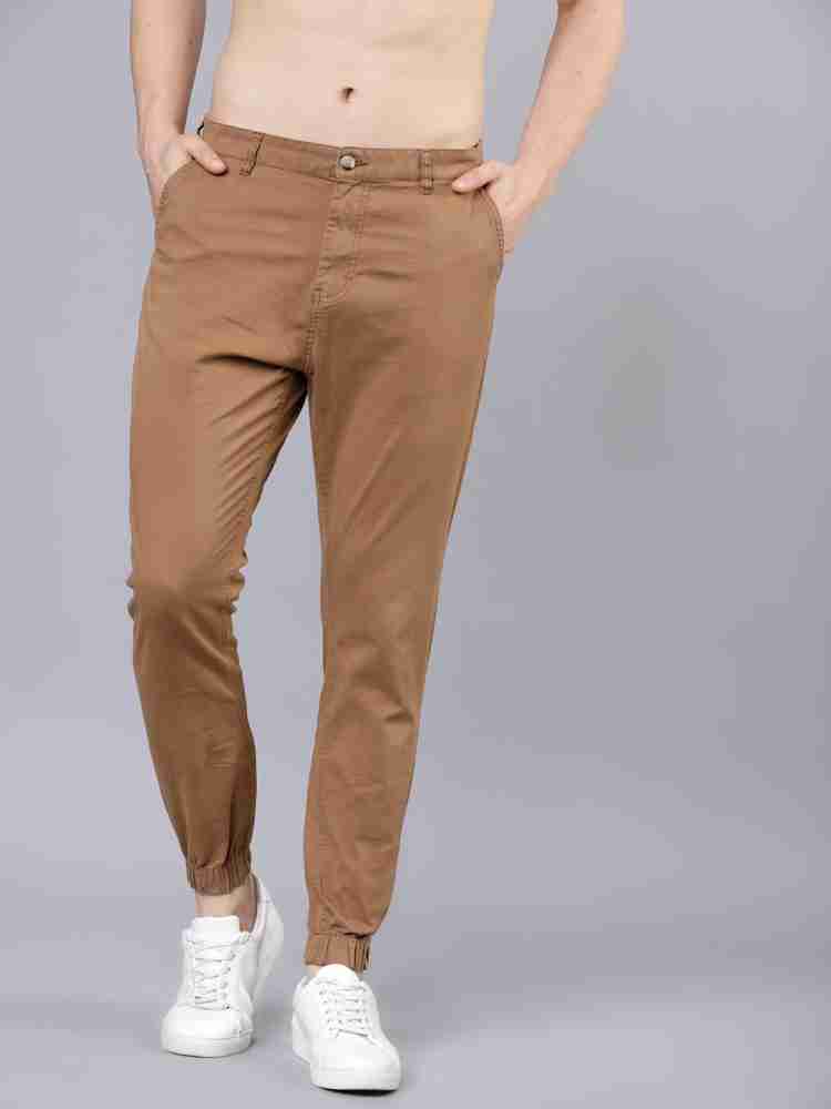 Highlander Men Brown Regular Fit Solid Casual Trousers