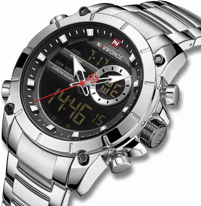 NAVIFORCE NF9163 Silver Analog Digital Watch For Men Buy