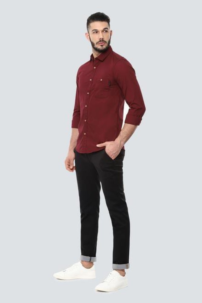 Louis Philippe Jeans Men Solid Casual Maroon Shirt - Buy Louis Philippe  Jeans Men Solid Casual Maroon Shirt Online at Best Prices in India