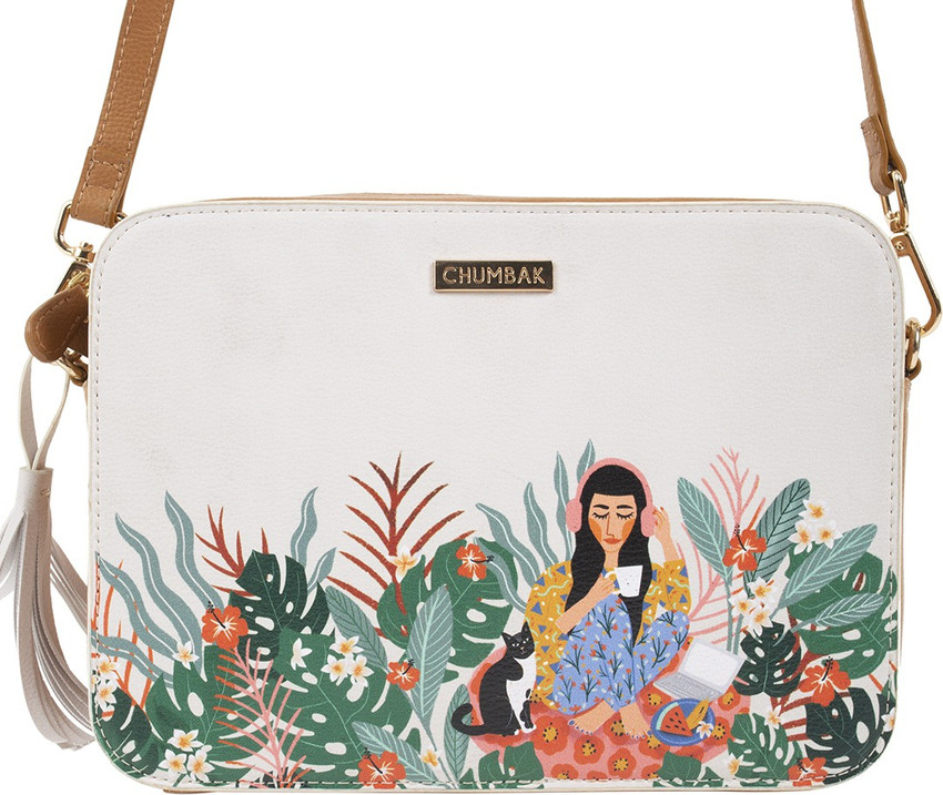 chumbak White Sling Bag Relaxed Afternoon Printed Ivory Sling Bag multicolor Price in India Flipkart