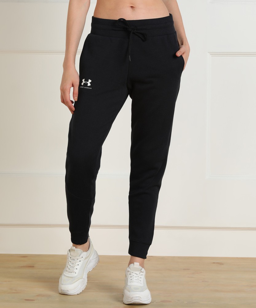 UNDER ARMOUR Solid Women Black Track Pants - Buy UNDER ARMOUR