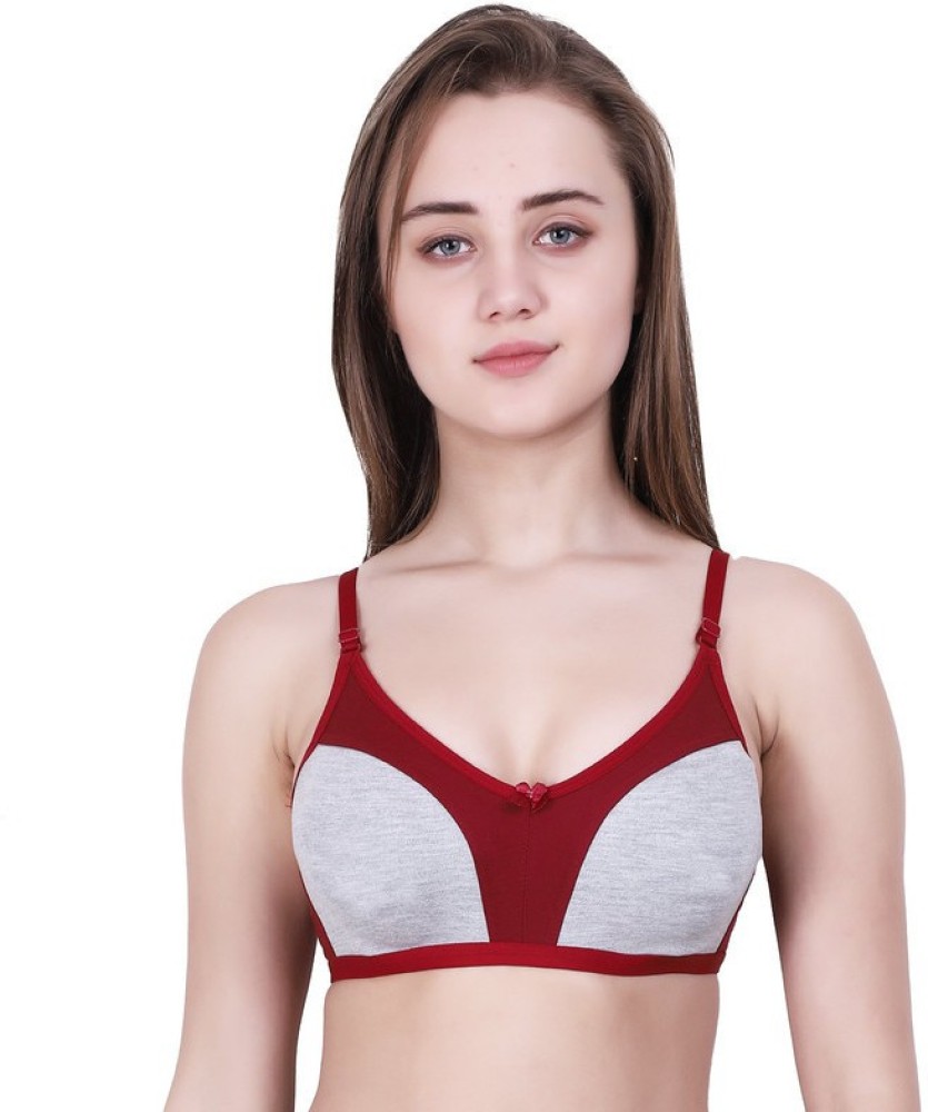 U&C Cotton Non-Padded Bra For Women (Maroon-32 , Cup Size: B