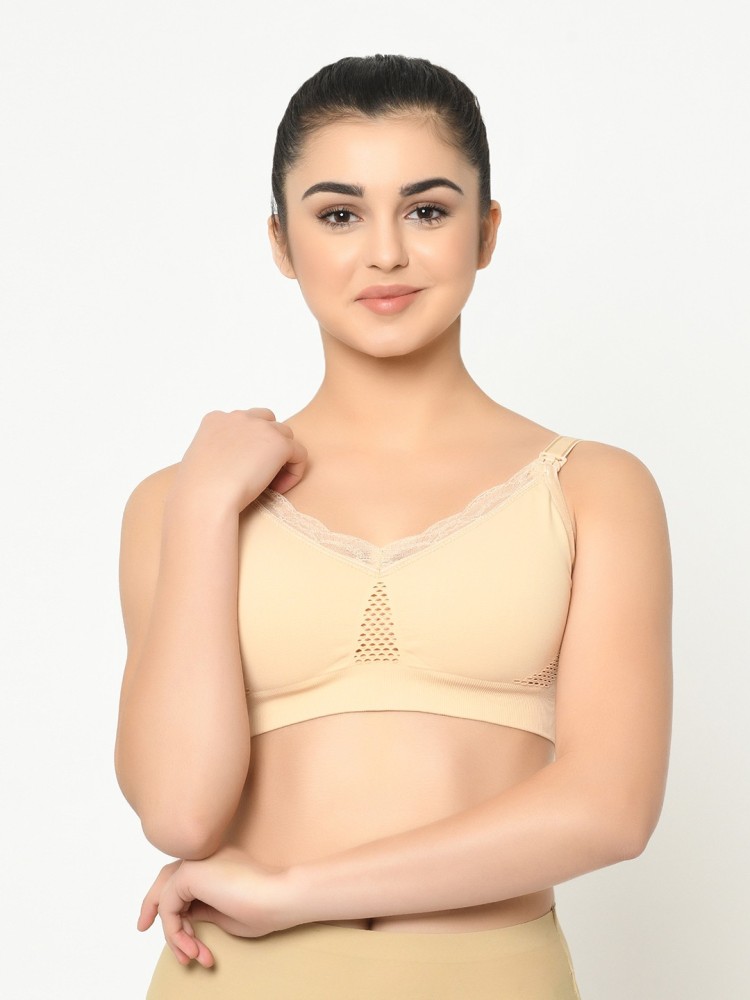8QIDA Women's Solid Color Front Closure Smoothing Nursing Bra Full Covarge  Super Soft Beauty Back Bralette, Beige, Medium : : Clothing, Shoes  & Accessories