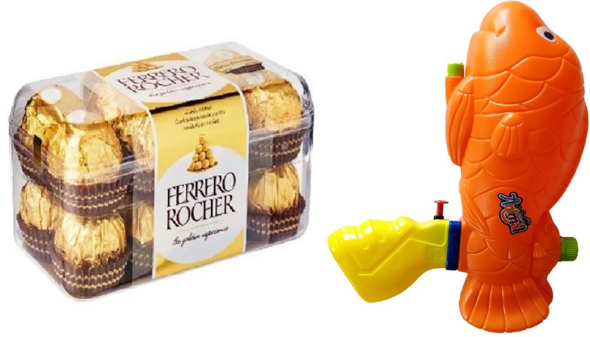 FERRERO ROCHER Pack Of 16 Chocolates With Fish Gun Pichkari