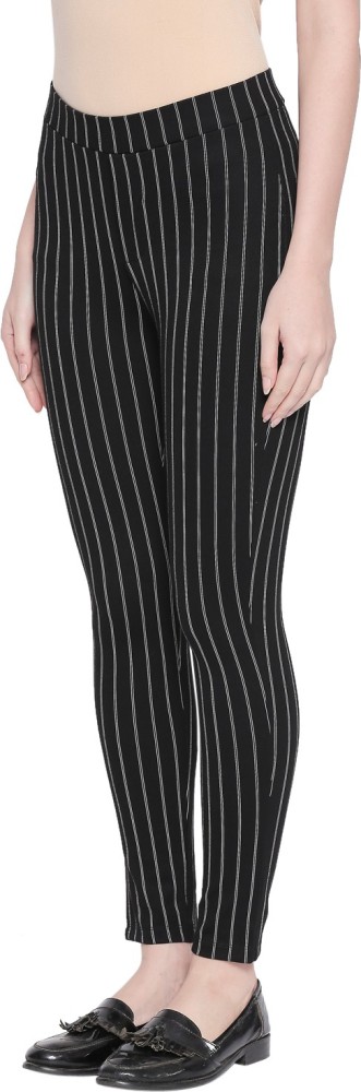 Annabelle by Pantaloons Black Striped Treggings