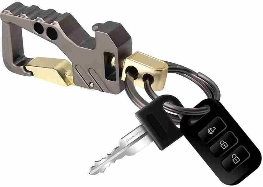 Buy Naxis Antique Leather Hook Locking Silver Metal key ring Key
