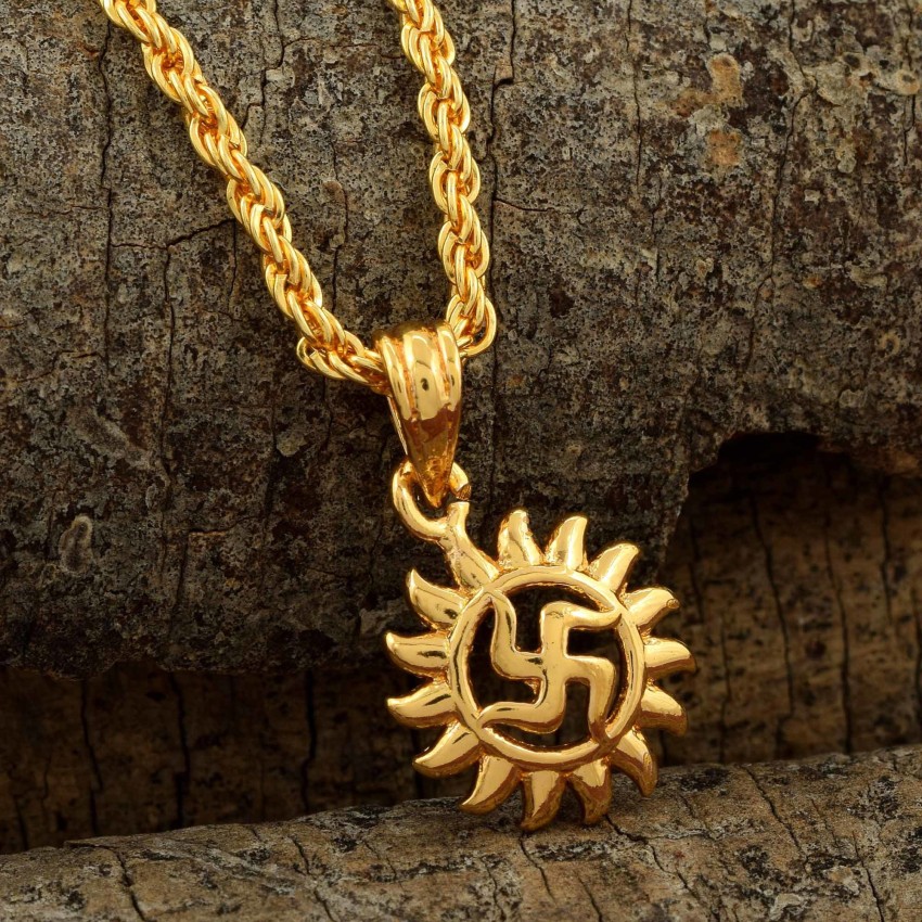 Swastik gold sale locket