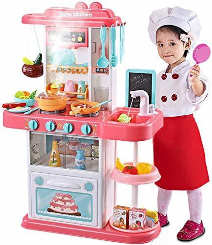 BIGFOLK Kids 43 Piece Realistic Lights Sounds Toy Kitchen Set