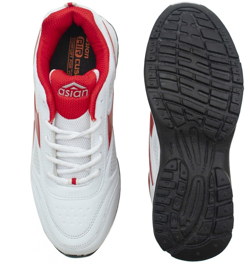 White and sales red running shoes