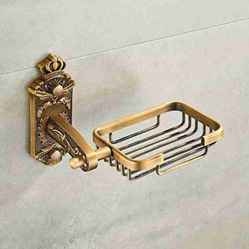 4 Piece Antique Brass Gold Bathroom Accessories Set - Brass 24” Towel  Holder, Antique Bar Brass Bath Accessories - Wall Mounted Brass Bathroom