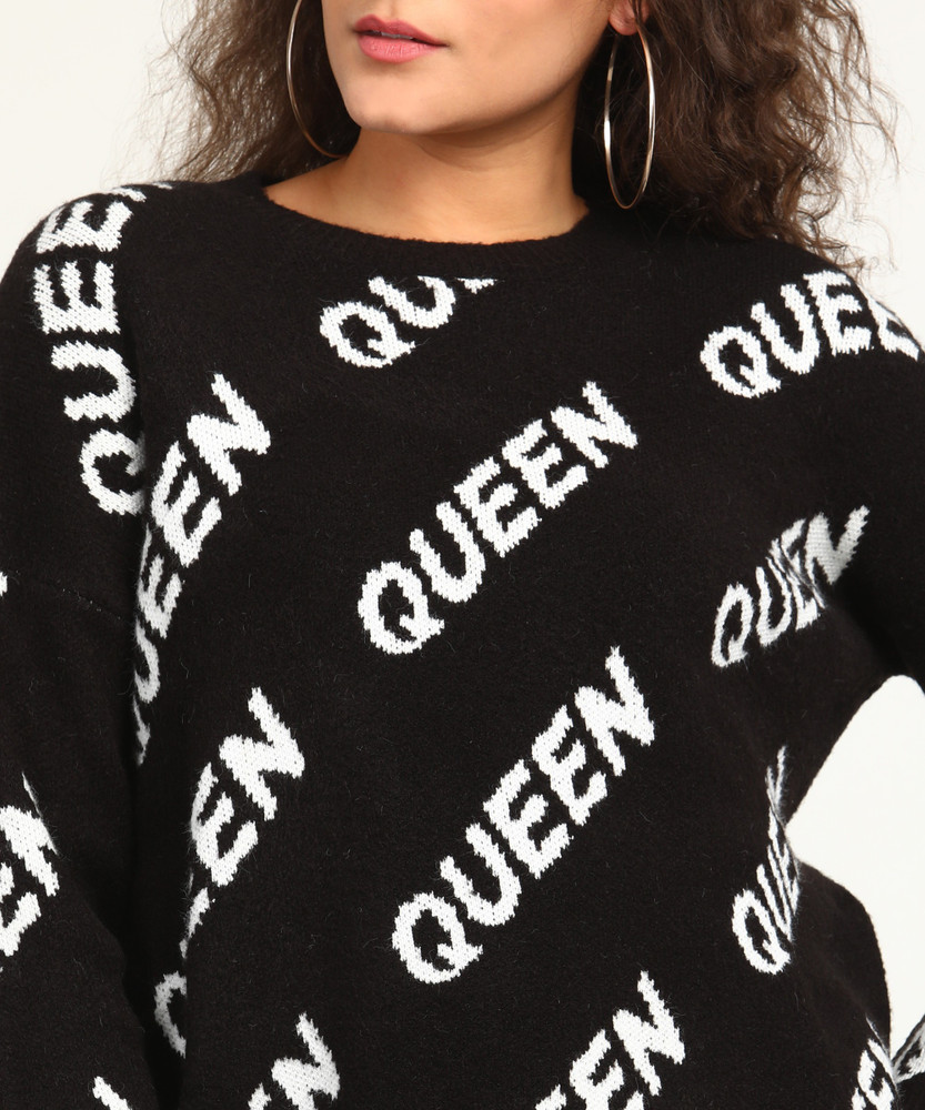 FOREVER 21 Self Design Round Neck Casual Women Black White Sweater Buy FOREVER 21 Self Design Round Neck Casual Women Black White Sweater Online at Best Prices in India Flipkart