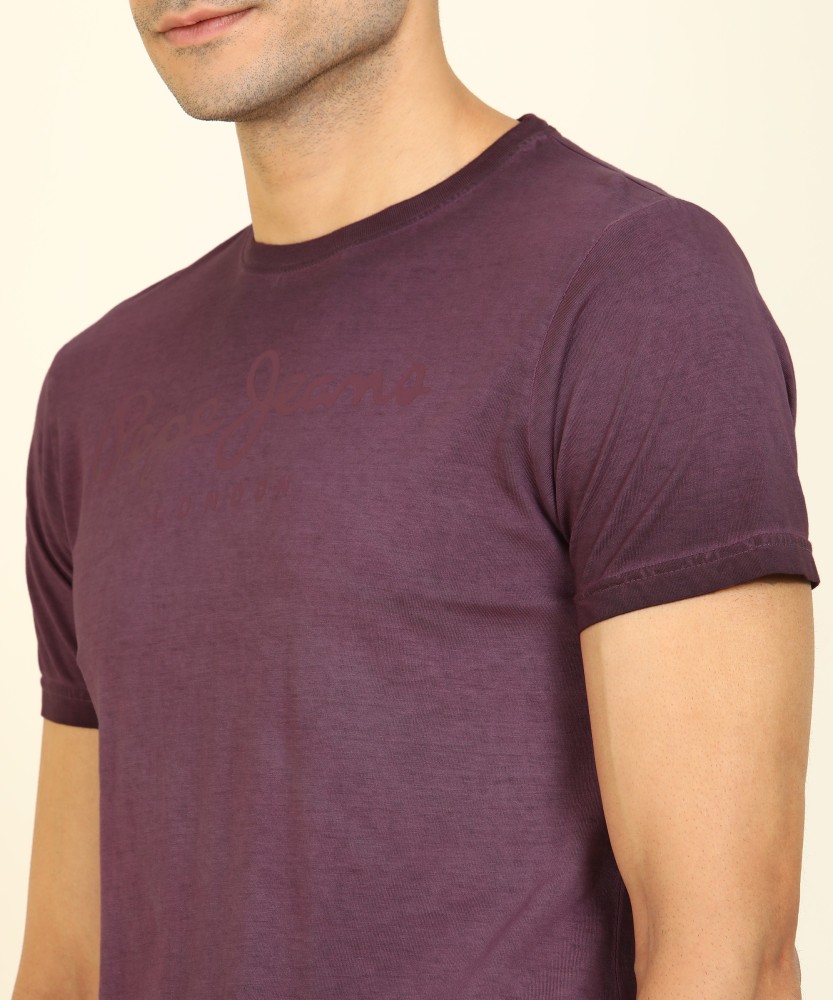 Pepe Jeans Printed Men Best Neck Purple Purple at Men in T-Shirt Pepe Jeans Online Buy Round - Round Neck Prices India T-Shirt Printed