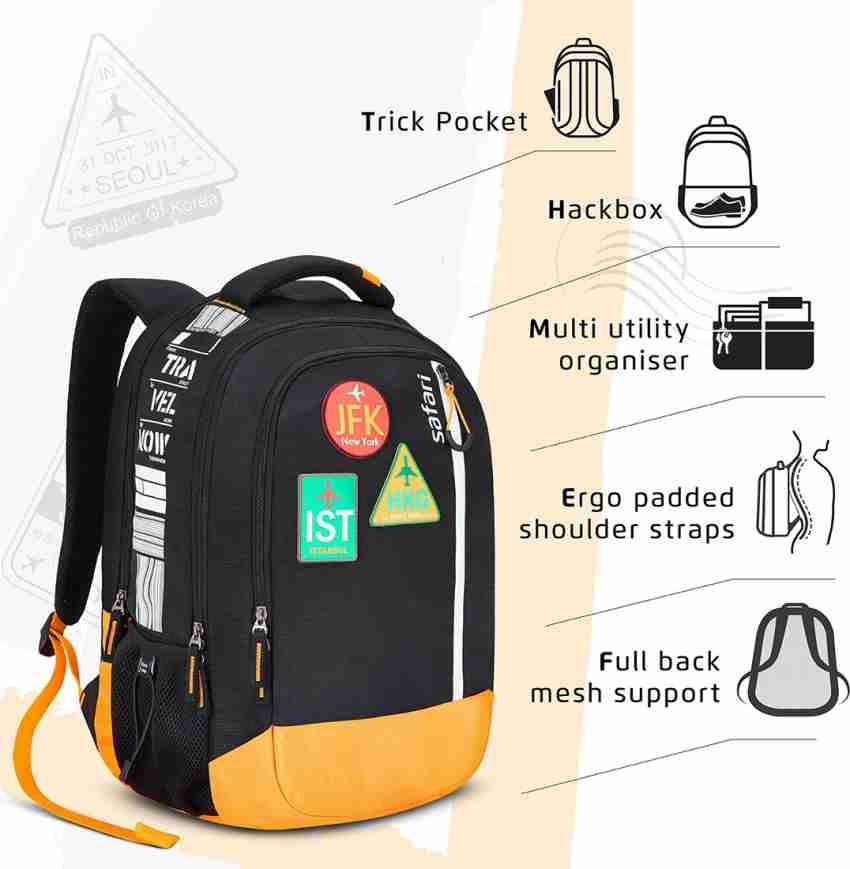 SAFARI JETSETTER School College Casual 37 L Backpack BLACK Price in India Flipkart