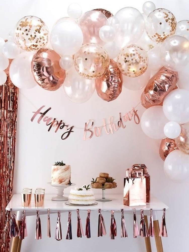 Rose gold discount happy birthday balloons