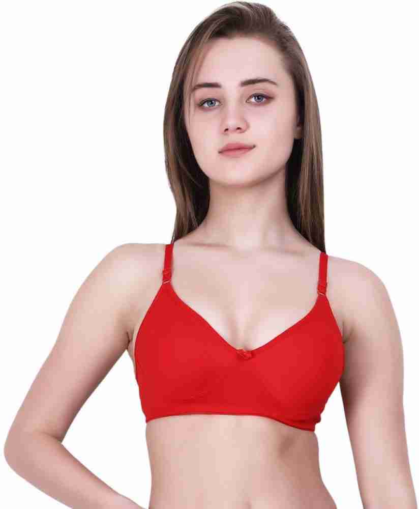 U&C Cotton Non-Padded Bra For Women (Red-34 , Cup Size: B) Women