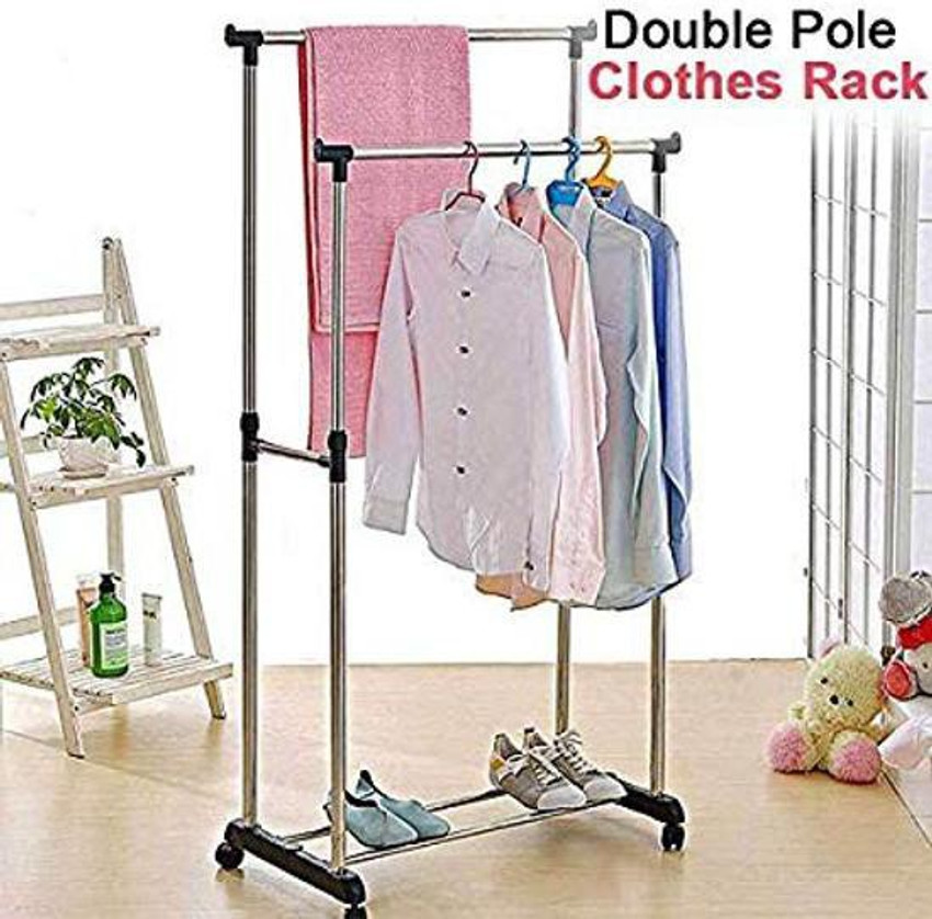 Premsakhi Steel Floor Cloth Dryer Stand Stainless Steel Portable Double Pole Telescoplc Clothes Rack Foldable Dual Clothes and Garment Hanging Rack Laundry Drying Stand Price in India Buy Premsakhi St...