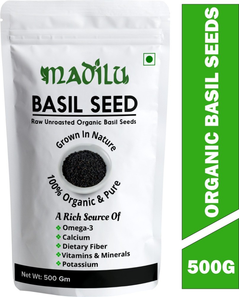 Madilu 100 Organic Raw Basil Seed Sabja Seed Tukmaria seeds