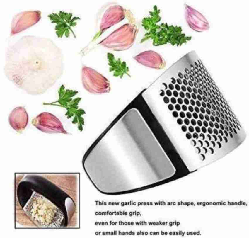 1pc Stainless Steel Garlic Press & Crusher, Garlic Mincer With Arc Shape,  Garlic Peeler And Ginger Peeler Kitchen Gadget